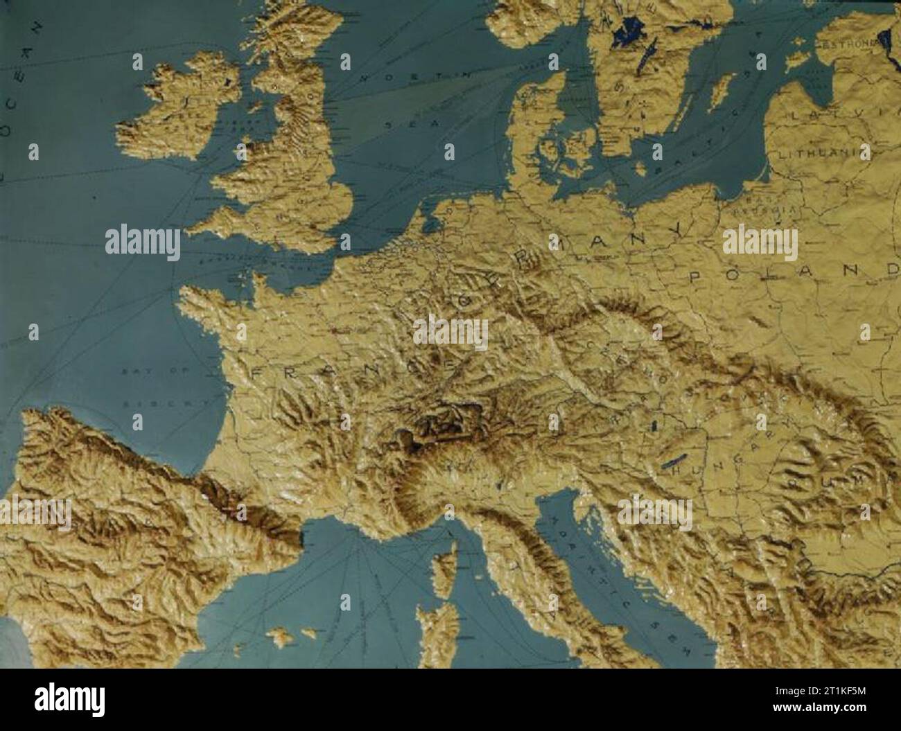 Europe during the Second World War Contour map of Europe. Stock Photo