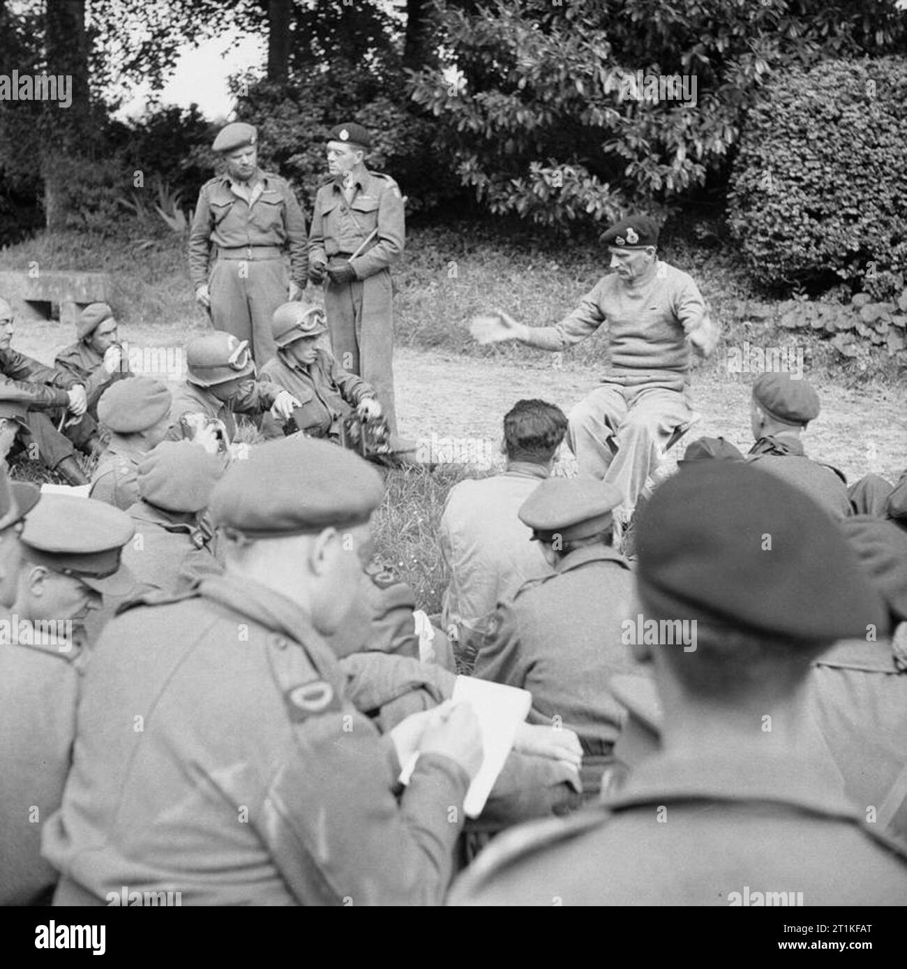 Allied Forces during the Normandy Campaign 1944 General Sir Bernard Montgomery addressing Allied war correspondents at a press conference at his headquarters, 11 June 1944. Stock Photo