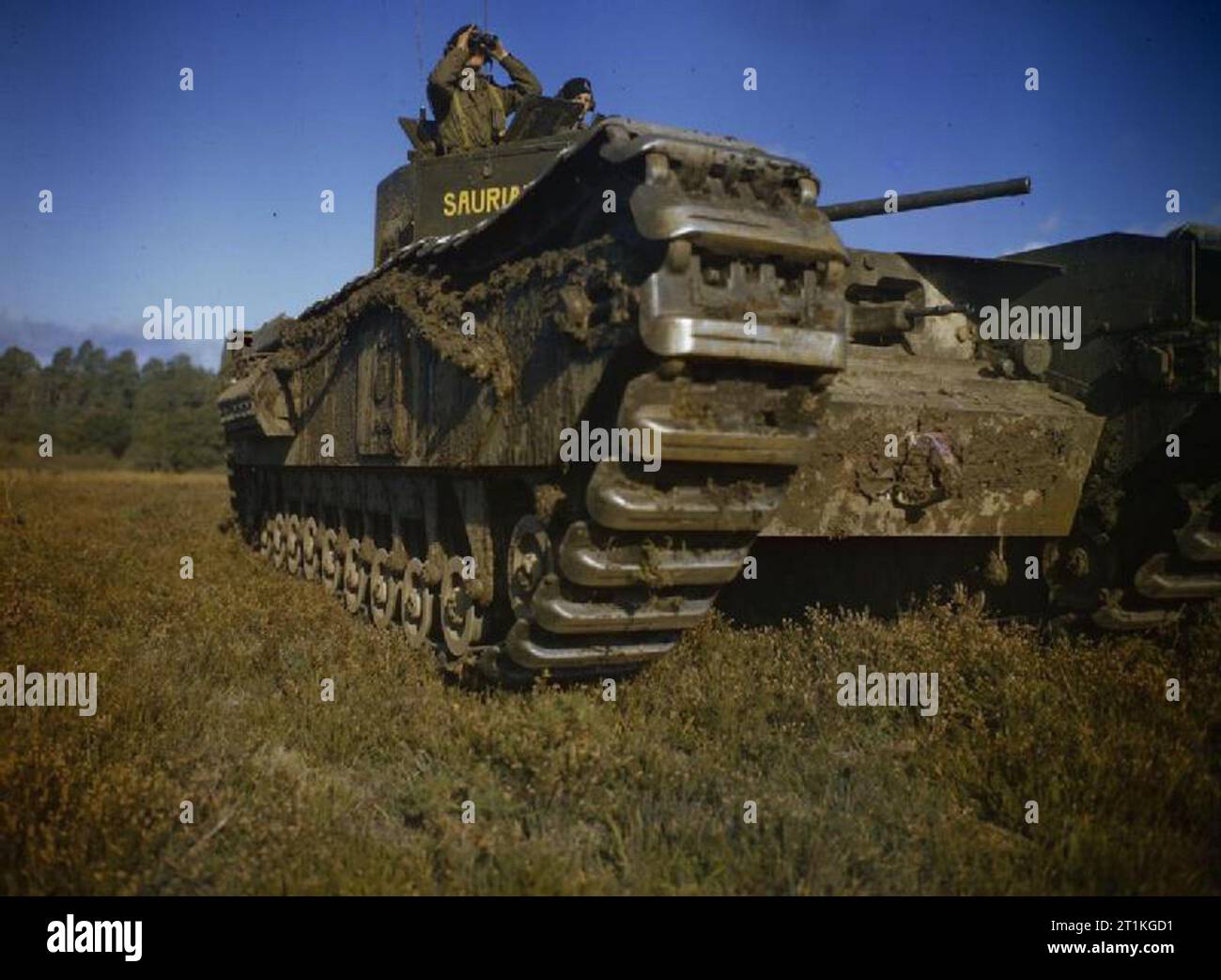 Churchill Tanks on Manoeuvres in Britain, October 1942 Front view of a