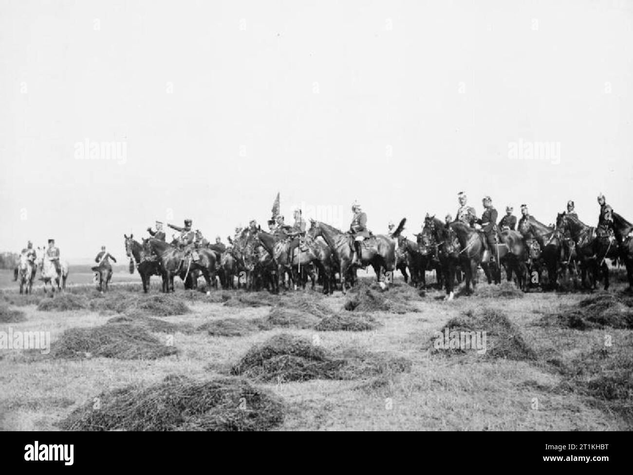 The Imperial German Army 1890 - 1913 The Kaiser, the Earl of Lonsdale and party observe during the manoeuvres of 1902. Stock Photo