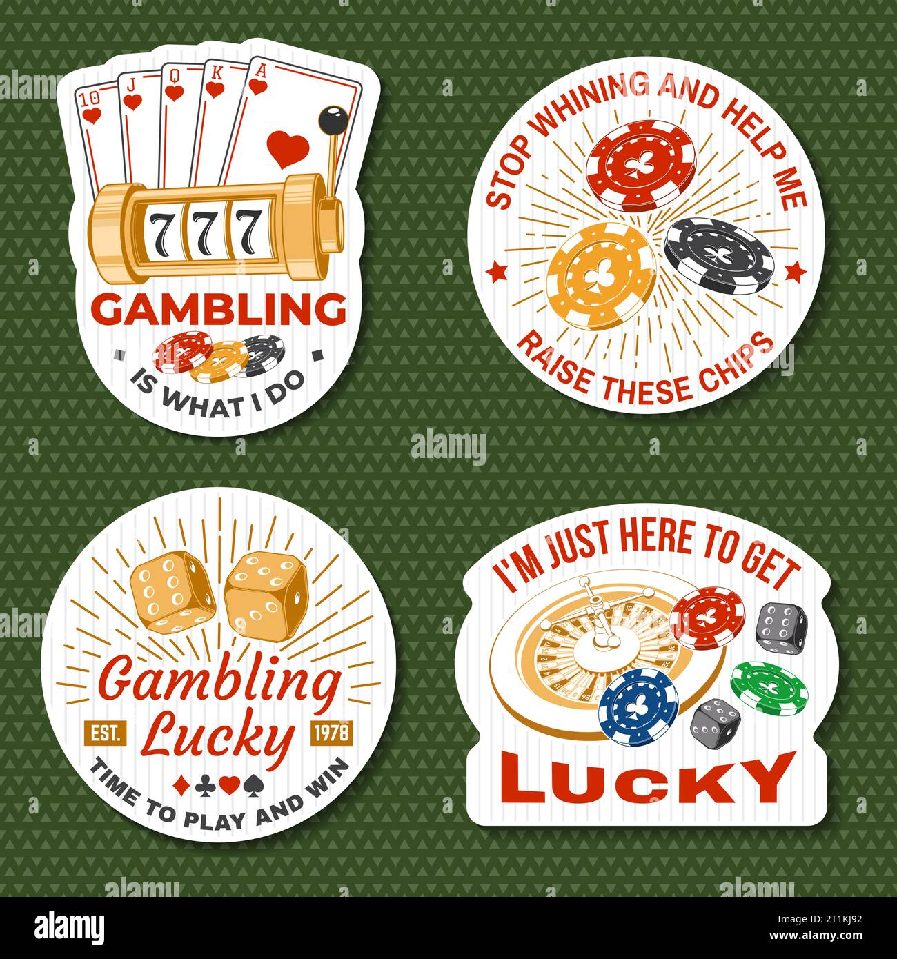 Gambling sticker, print, logo, badge design with wheel of fortune, two