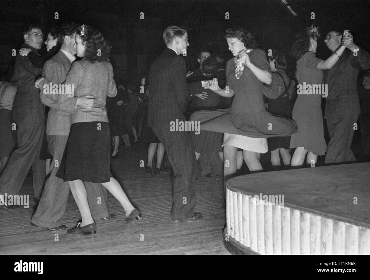 A couple at a British dance hall try out 'jive' steps in 1945. A couple ...