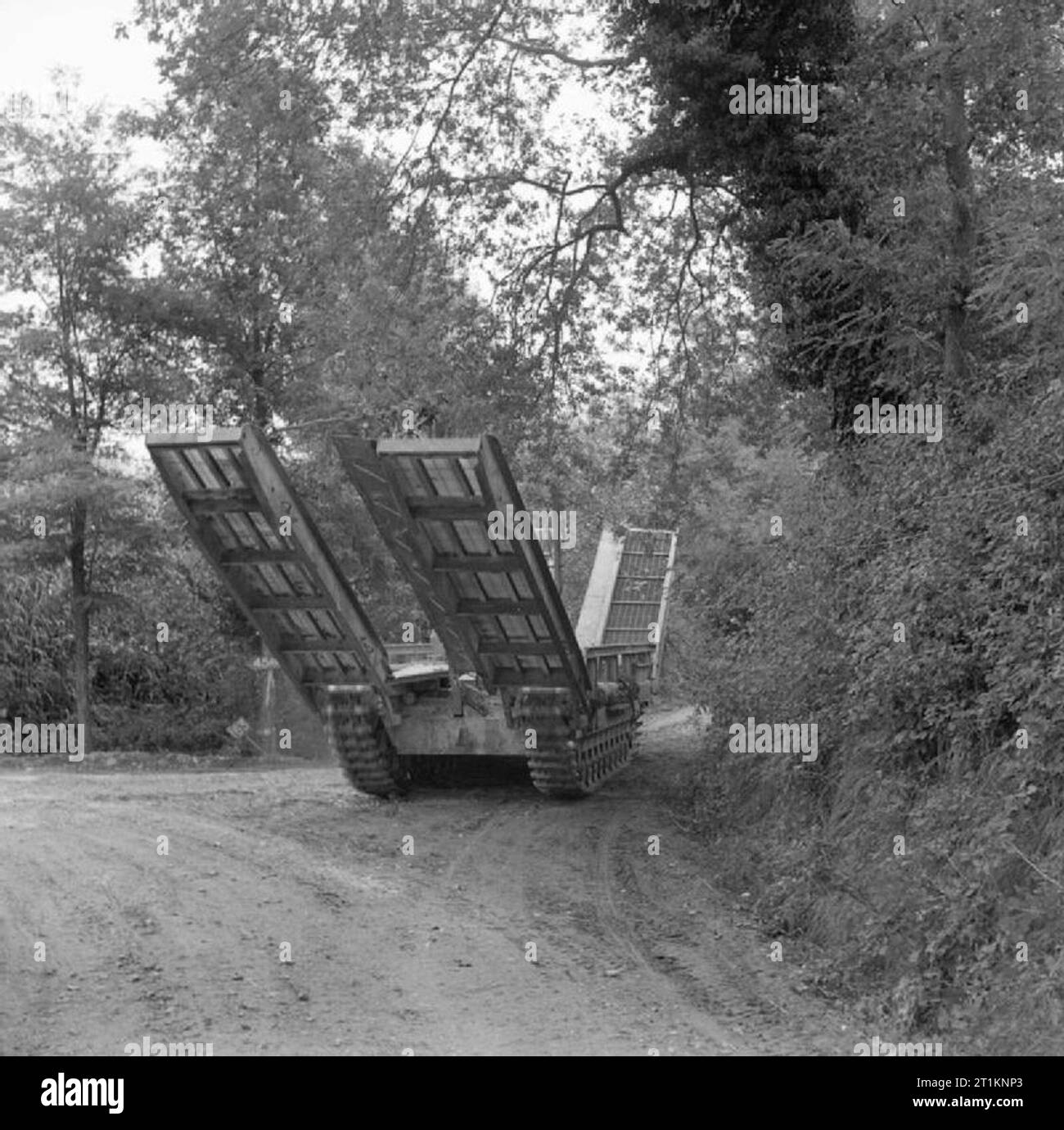 The British Army in Italy 1944 Churchill Ark Mk II (Italian Pattern) bridging tank on the Gothic Line, 3 September 1944. Stock Photo