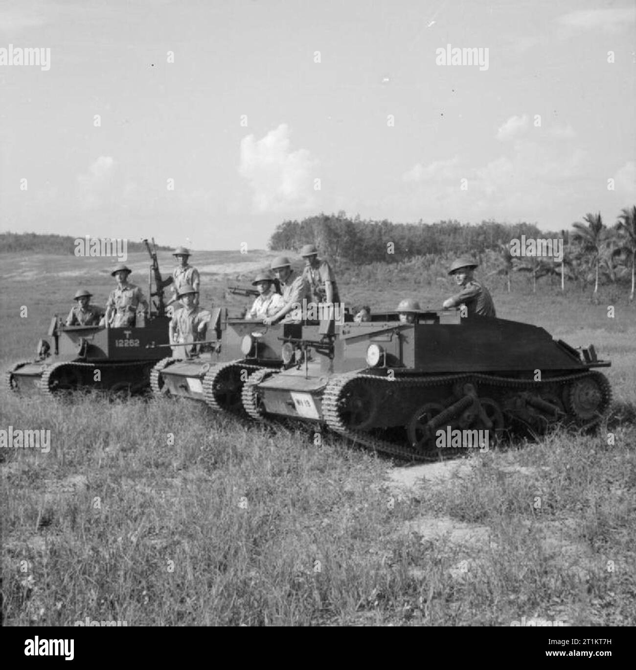 The British Army in Malaya 1941 Bren gun carriers of the 2nd Loyal Regiment in training, October 1941. Stock Photo