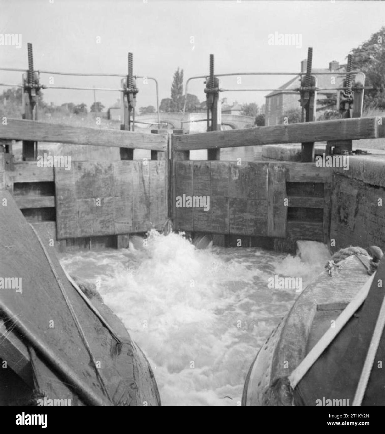 British Canals in Wartime Transport in Britain, 1944 Water gushes in