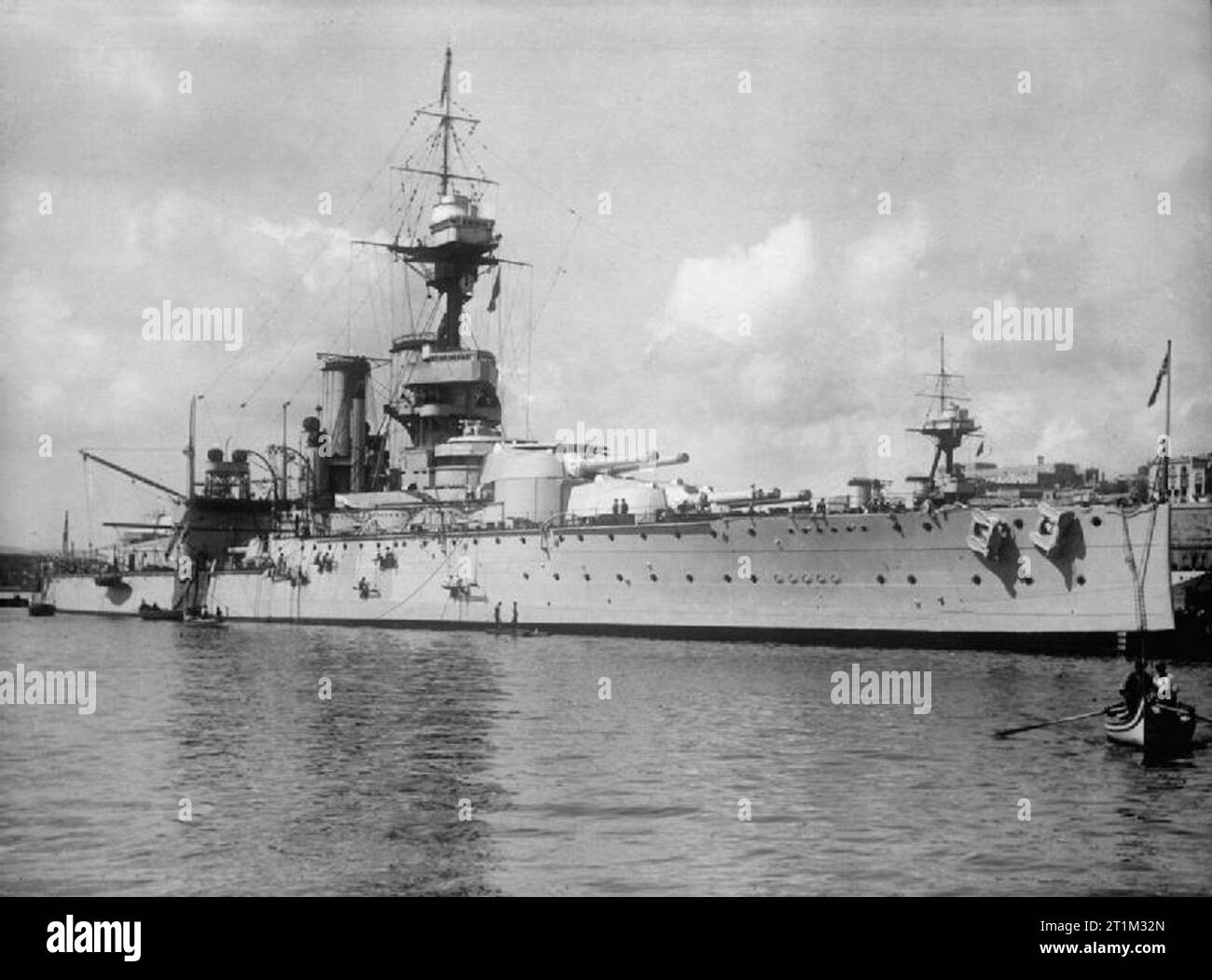 British battleship HMS AJAX at anchor in Grand Harbour, Valletta, Malta