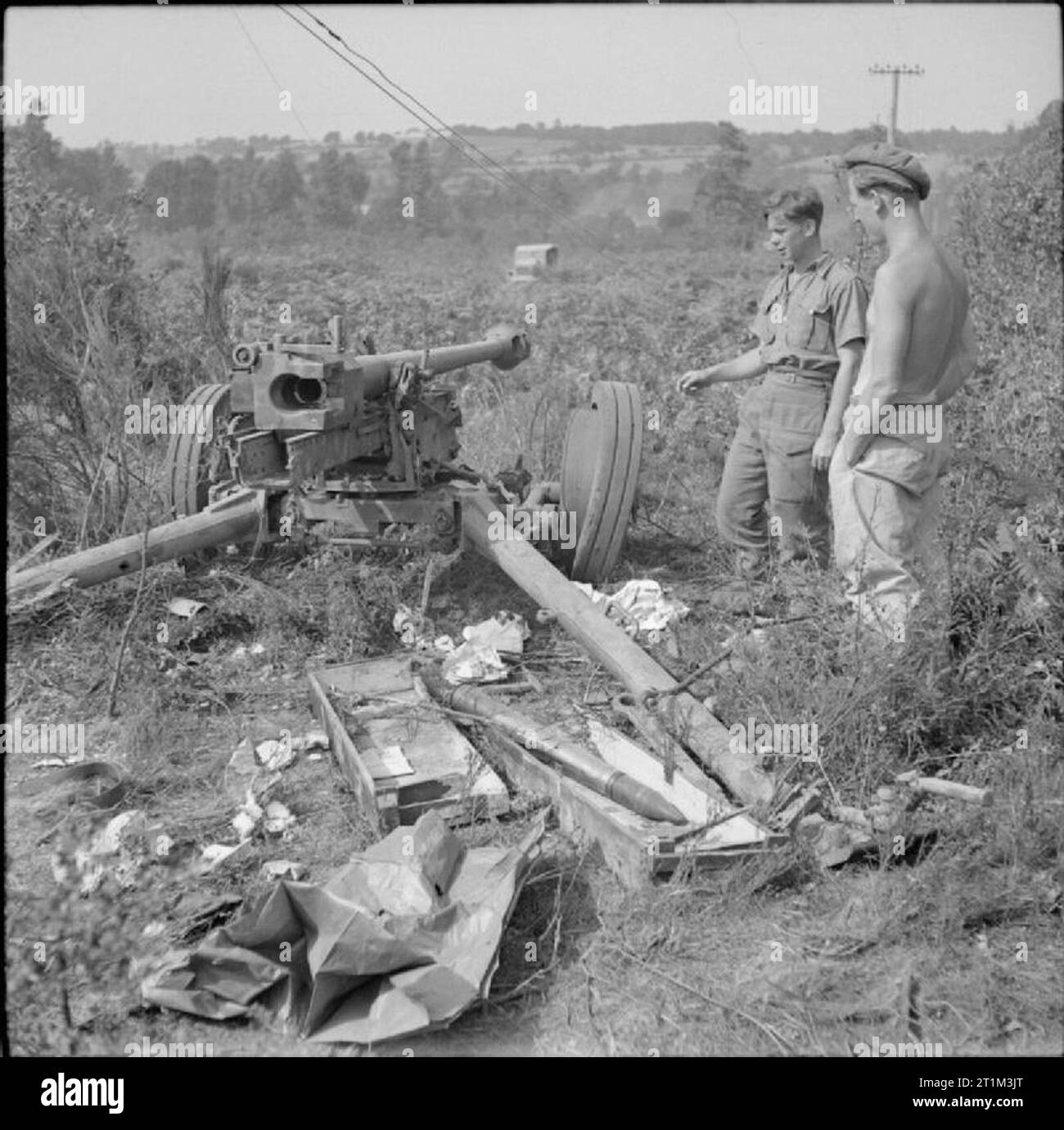 The British Army in Normandy 1944 German 75mm antitank gun captured at
