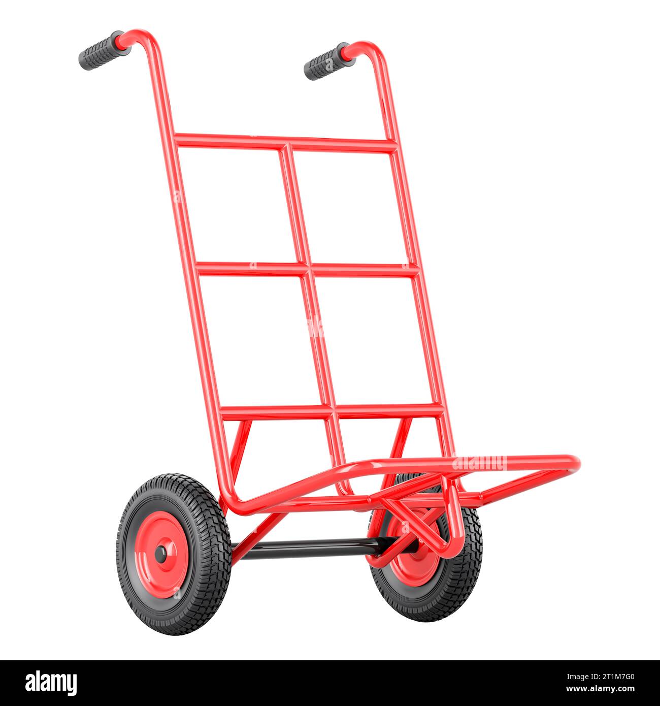 Empty Hand Truck, 3D rendering isolated on white background Stock Photo
