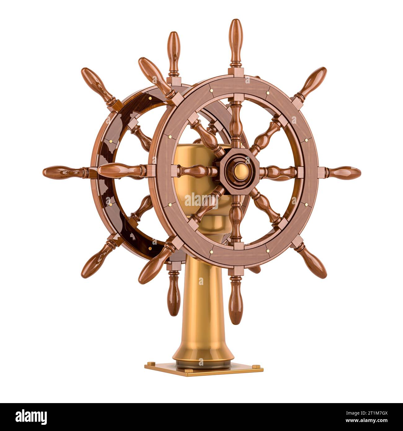 Steering wheel ship, 3D rendering isolated on white background Stock ...
