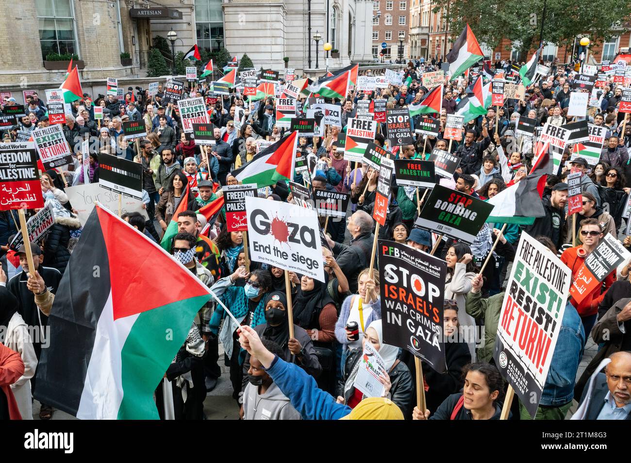 London, UK. 14 October 2023. March in support of Palestine from BBC