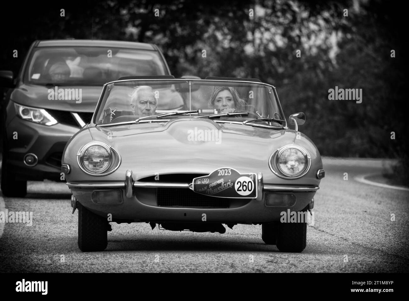Tavoleto , Italy - sept. 16 - 2023 : Jaguar E TYPE 1963 in coppa nuvolari old racing Stock Photo