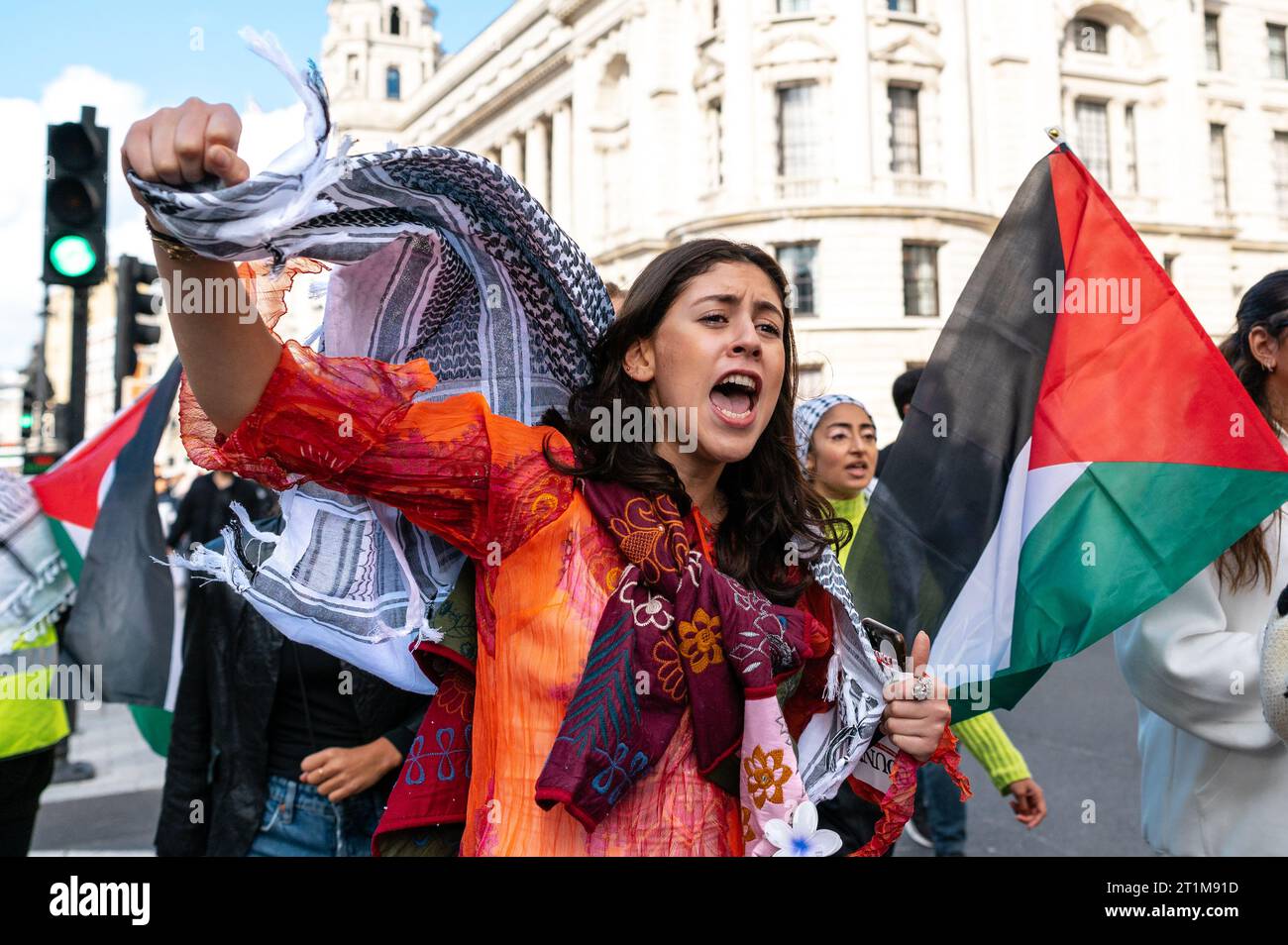 London, UK. 14 October 2023. March in support of Palestine from BBC