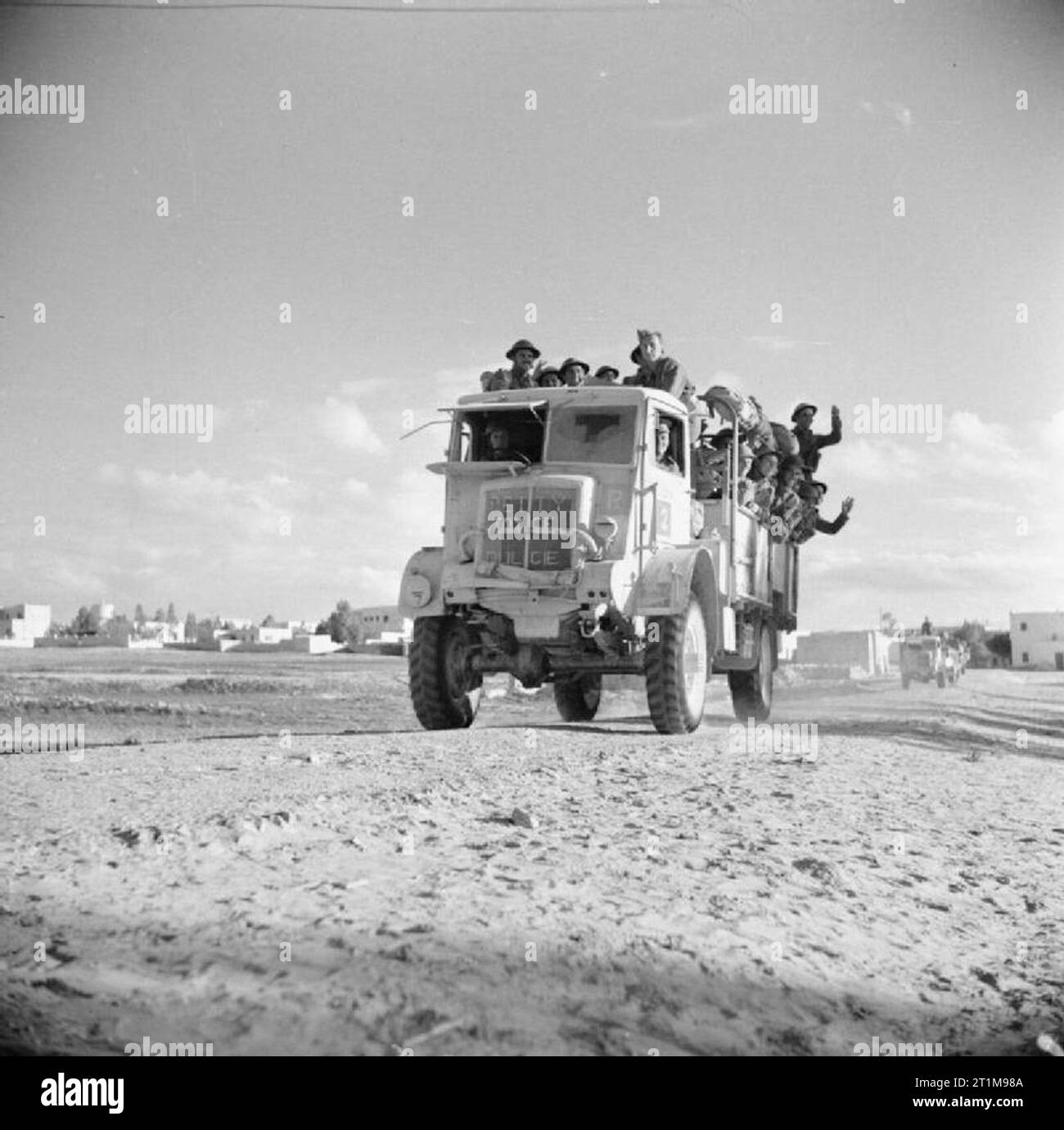 The British Army in North Africa 1943 A lorry carrying infantry leaving ...