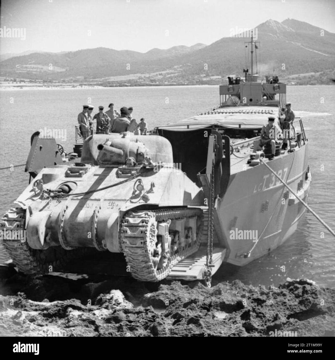 The British Army in North Africa 1943 A Sherman tank leaves a landing