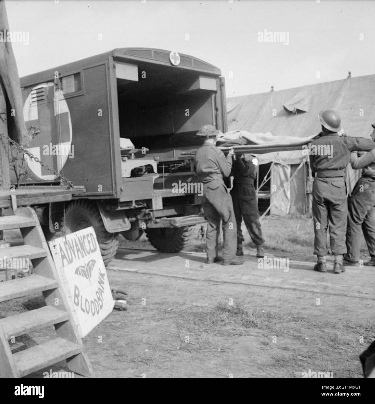 The British Army in Northwest Europe 194445 A casualty is lifted out