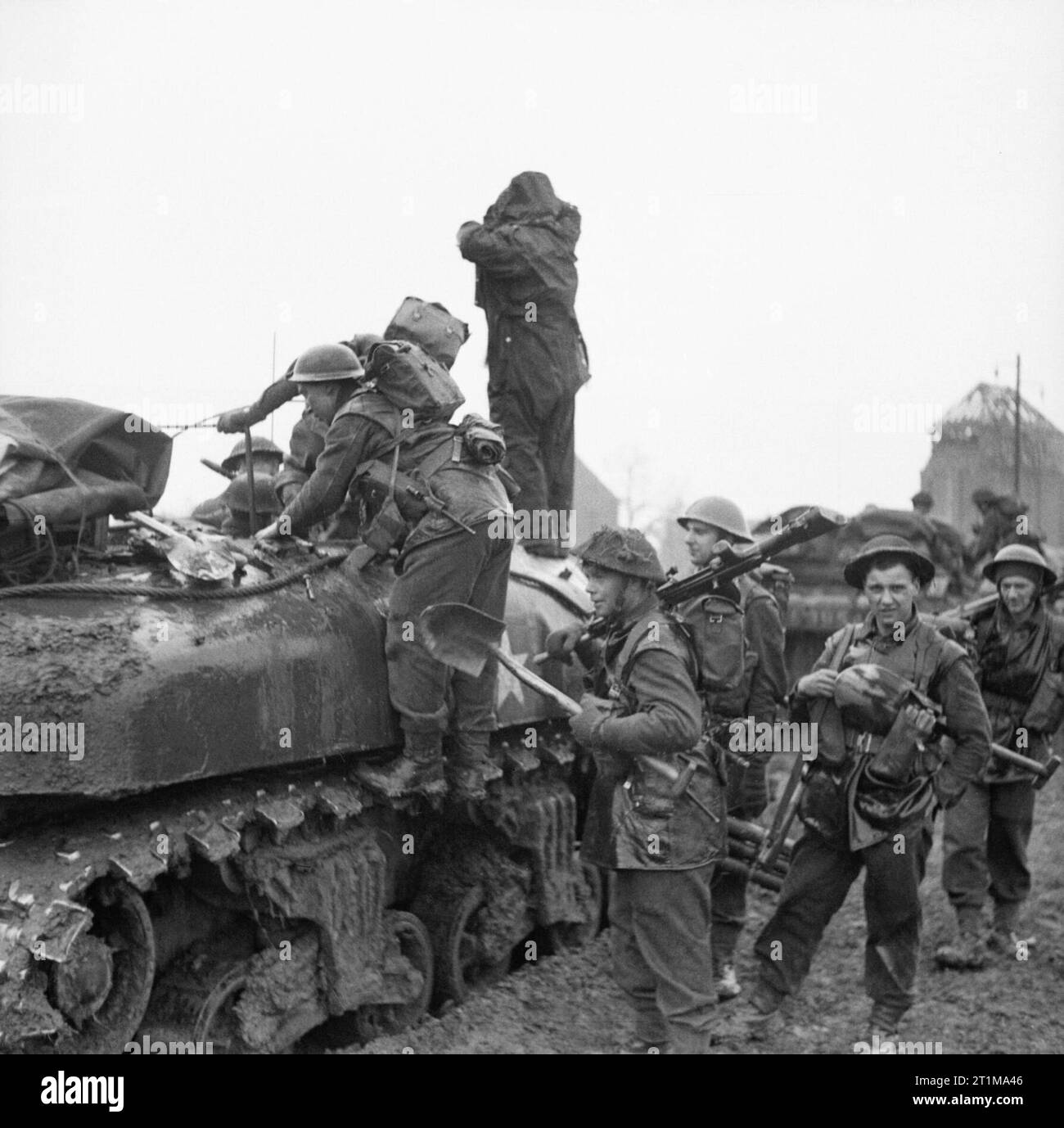 The British Army in North-west Europe 1944-45 Infantry of 3rd Division  climbing into Kangaroo personnel carriers prior to the attack on  Kervenheim, 2 March 1945 Stock Photo - Alamy