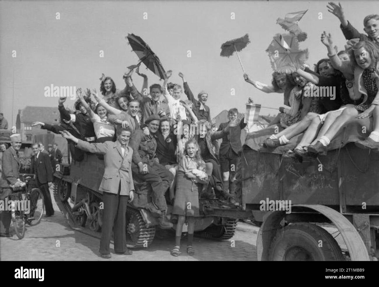 The British Army in Northwest Europe 194445 Cheering Dutch civilians