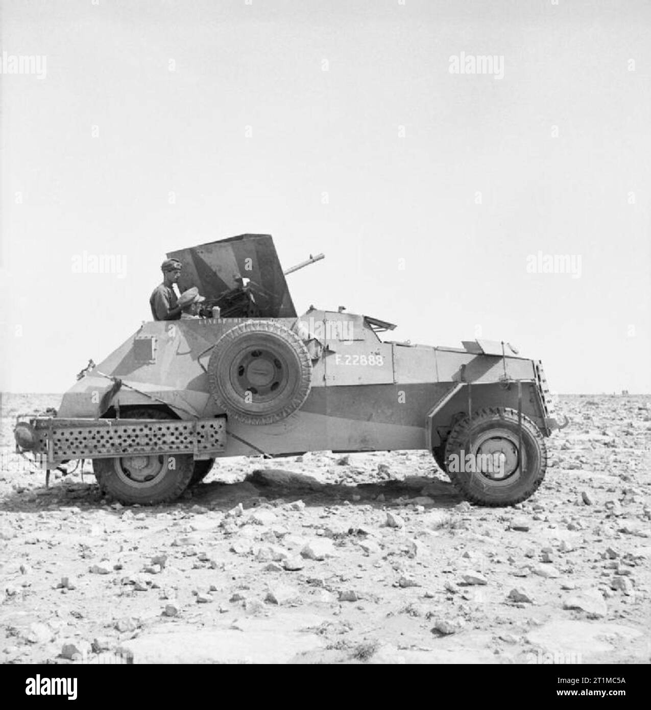 A Marmon-Herrington Mk II armoured car armed with an Italian Breda 20mm gun, near Tobruk, Libya, 8 May 1941. A Marmon-Herrington Mk II armoured car armed with an Italian Breda 20mm gun, near Tobruk, 8 May 1941. Stock Photo