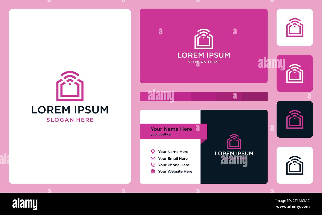 Smart home logo design template with signal connection graphic vector illustration. Symbol , icon, creative. Stock Vector