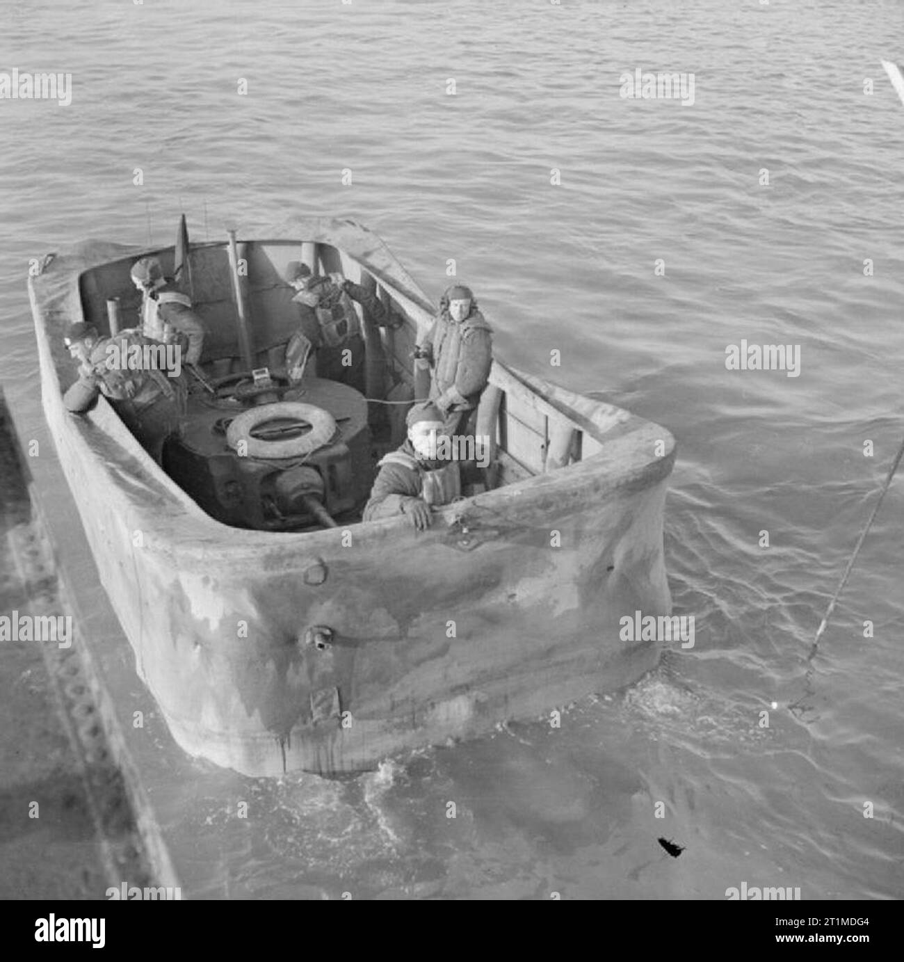 The British Army in the United Kingdom 193945 Valentine DD tank with screen erected, in the