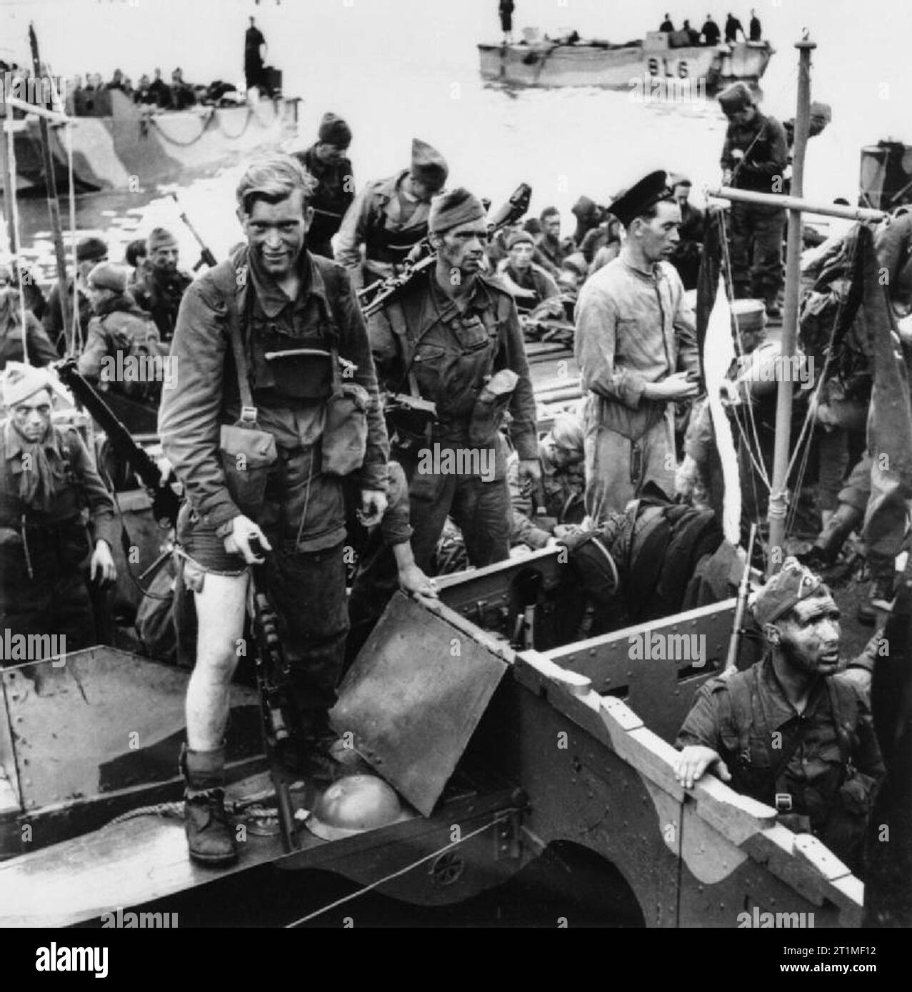 The Dieppe Raid, 19 August 1942 Commandos returning to Newhaven in their landing craft (LCAs). Stock Photo