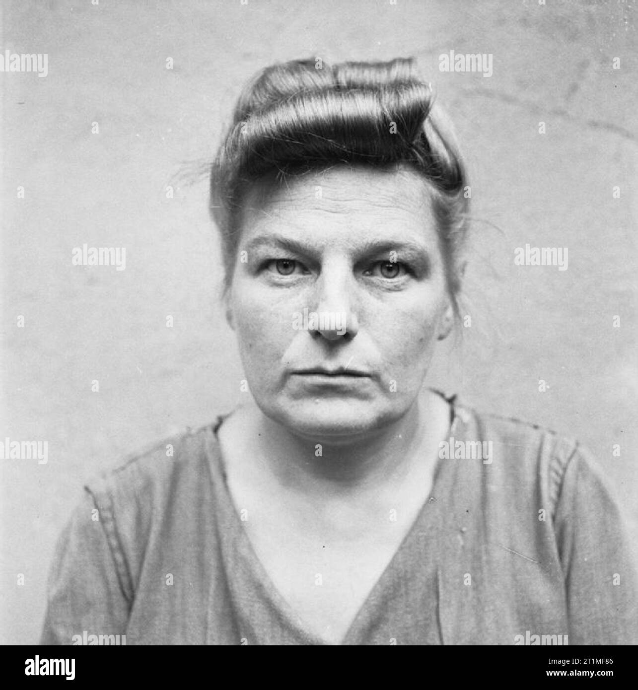 The Liberation of Bergen-belsen Concentration Camp 1945- Portraits of Belsen Guards at Celle Awaiting Trial, August 1945 Herta Ehlert: sentenced to 15 years imprisonment. Stock Photo