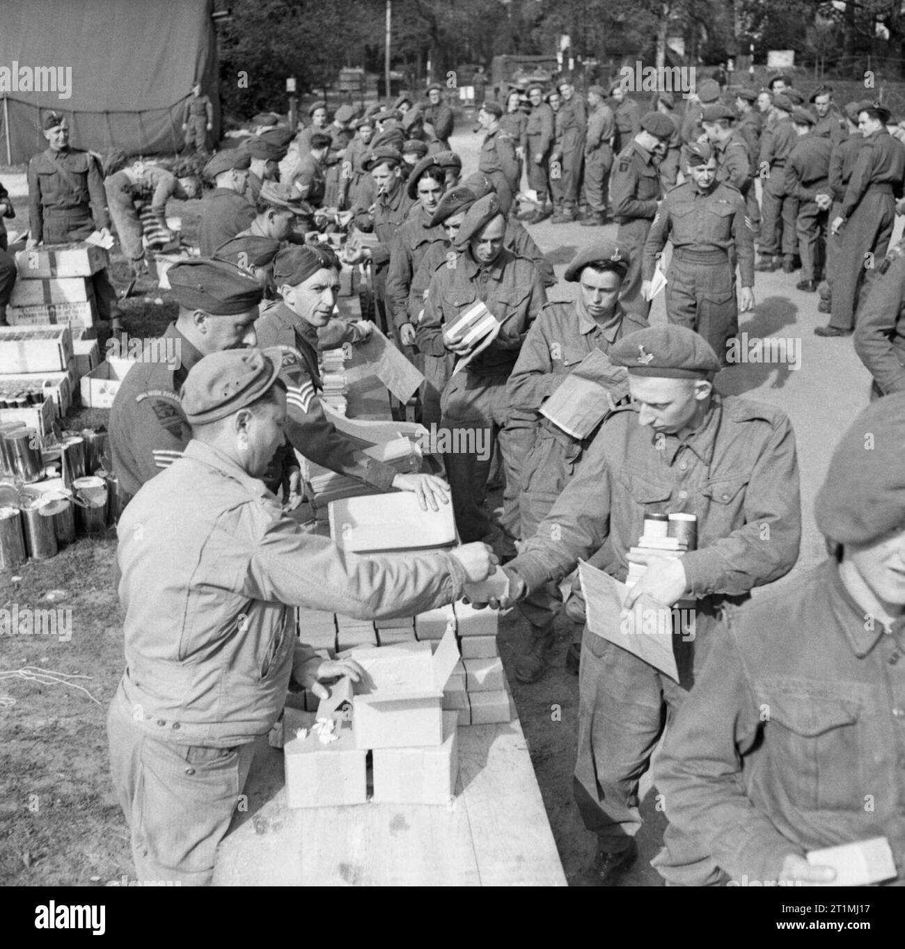 Men of 6th Battalion, the Green Howards receive 48-hour ration packs ...