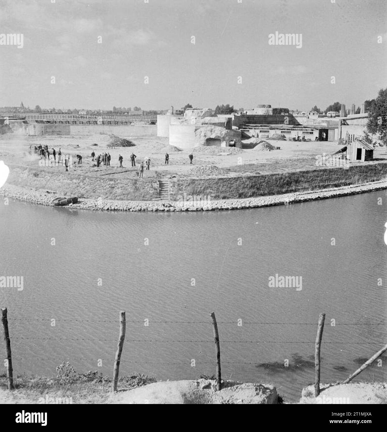 Nazi Persecution Gestapo interrogation and detention centre at Breedonck in Belgium: A general exterior view of the German prison at Breedonck showing the wide moat which surrounds it. Stock Photo
