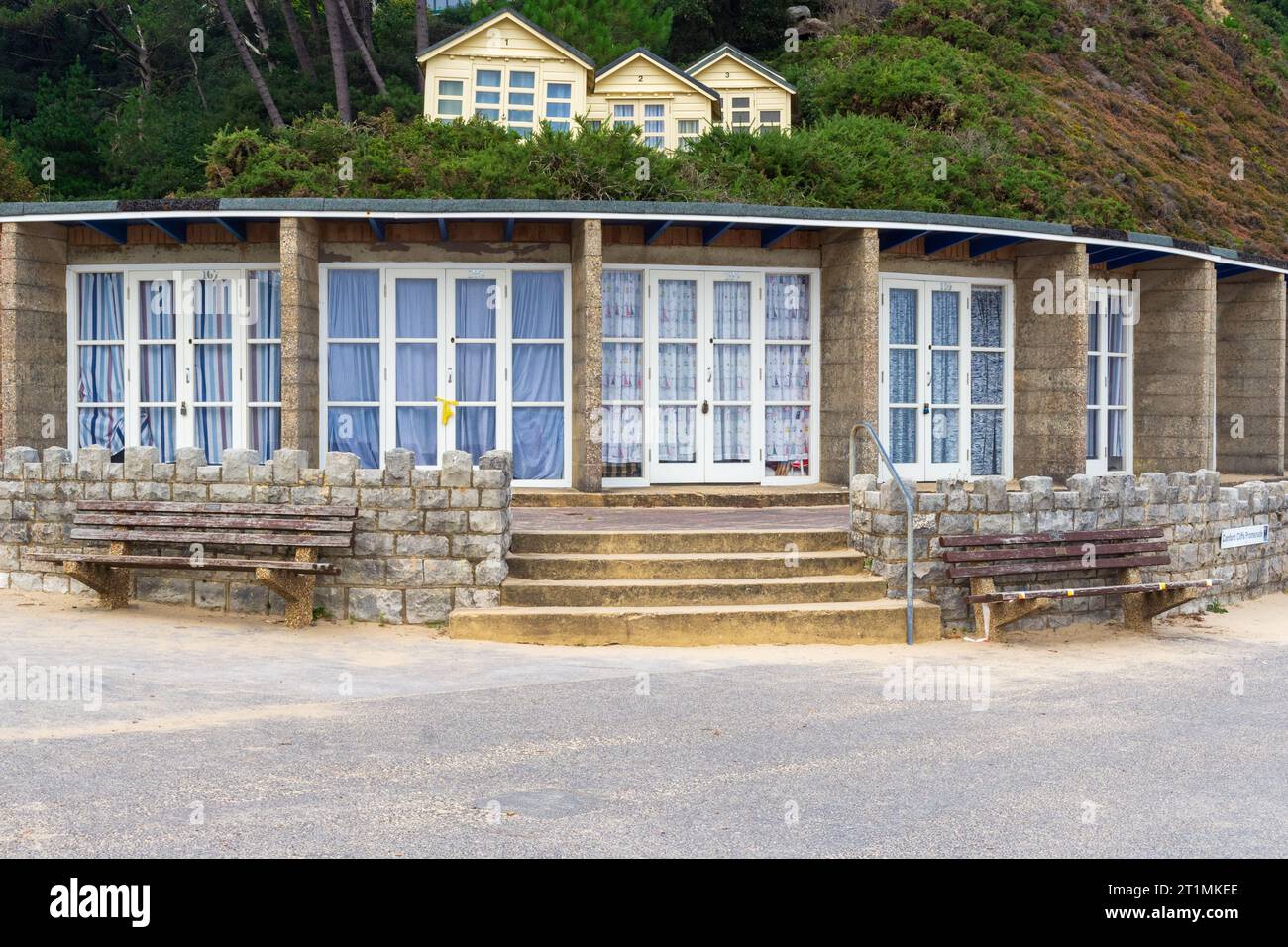 Canford Cliffs Promenade, Poole, UK - September 9th 2023: Beach Huts on ...