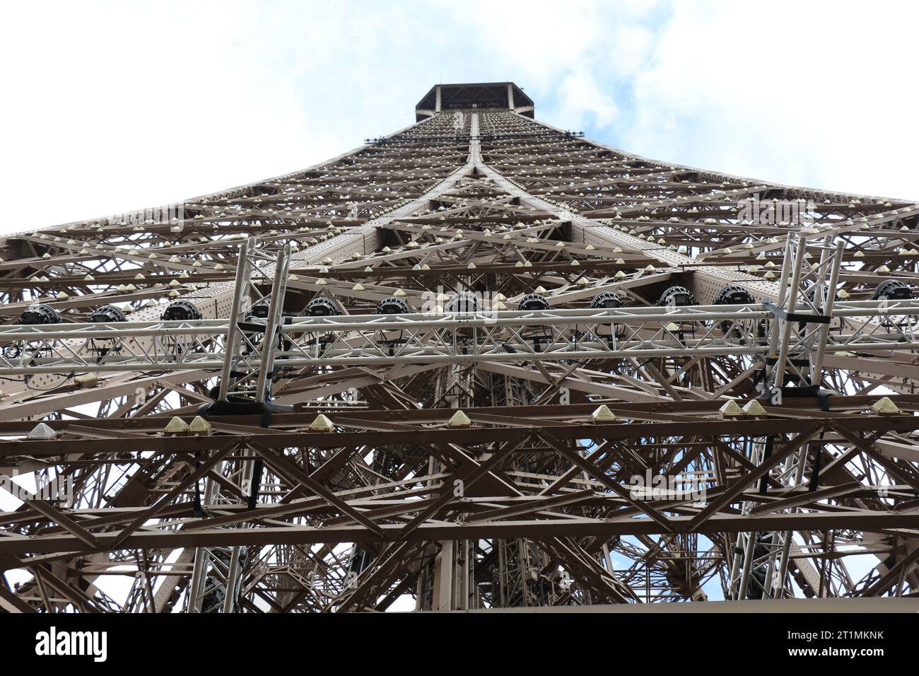 Symmetrical and close-up view of eiffel tower showcasing its architecture and built-up Stock Photo