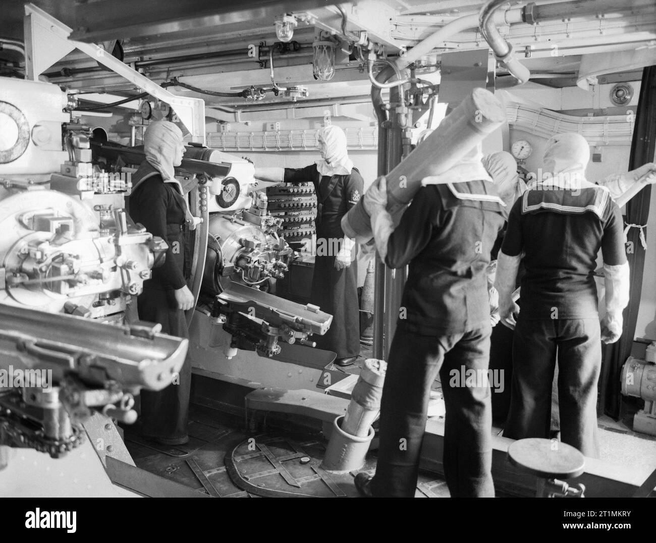 The Royal Navy during the Second World War The interior of a 6 inch triple Mark XXIII mounting