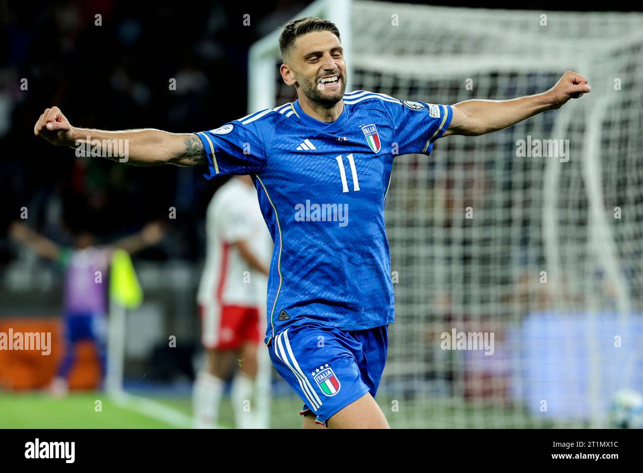 bari-italy-14th-oct-2023-domenico-berardi-of-italy-celebrates-after