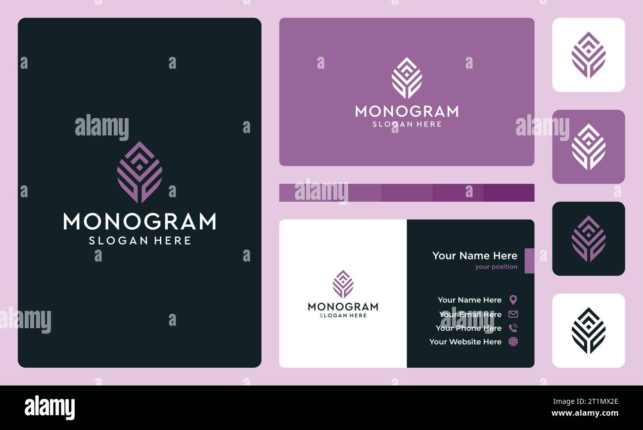 Initial letter monogram logo design template with growth graphic vector illustration. Symbol , icon, creative. Stock Vector