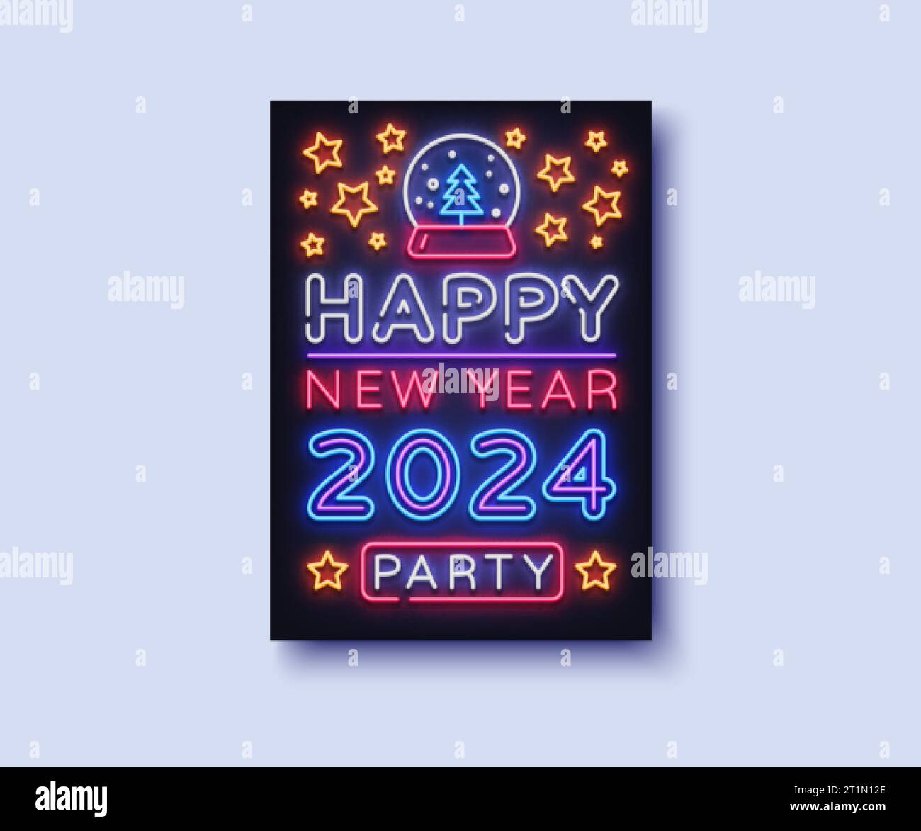 Vintage new year neon 2025, great design for any purposes. Vector