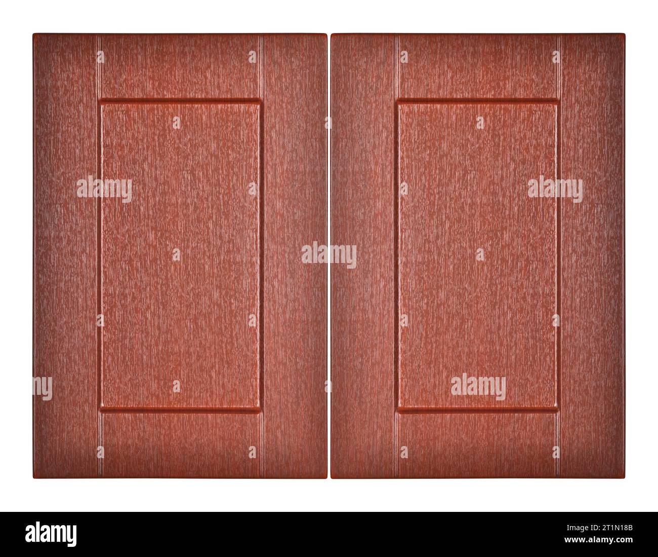 Decorative red lacquer paint two wooden kitchen door isolated