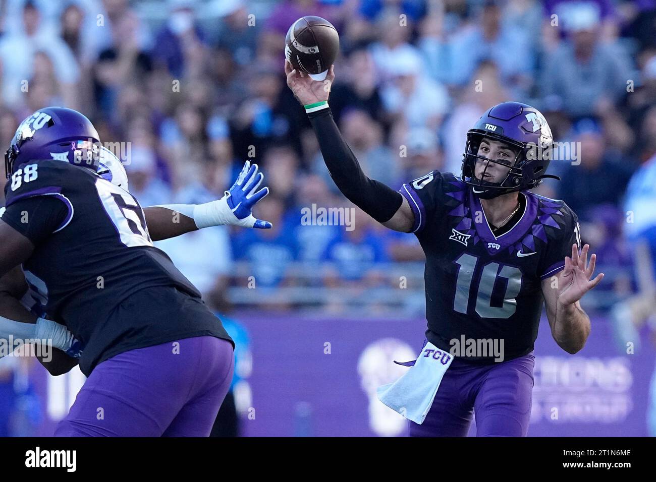 TCU Quarterback Josh Hoover 10 Passes During The Second Half Of An Tcu Quarterback Josh Hoover 10 Passes During The Second Half Of An Ncaa College Football Game Against Byu Saturday Oct 14 2023 In Fort Worth Texas Ap Photolm Otero 2T1N6ME