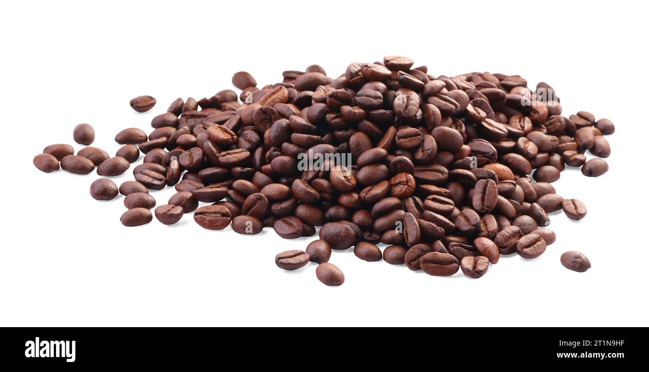 Pile of roasted coffee beans isolated on white Stock Photo - Alamy