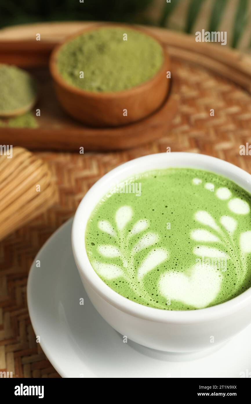 Glass Of Matcha Latte And Accessories For Making On Black Smokey Table  Stock Photo - Download Image Now - iStock