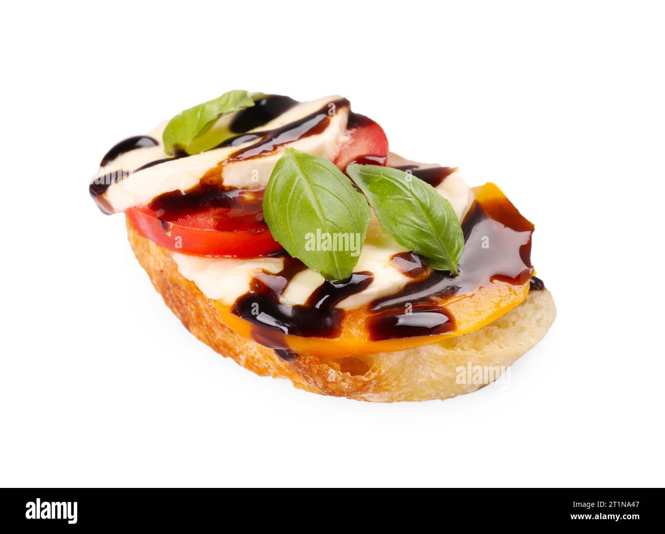 Delicious bruschetta with mozzarella cheese, tomatoes and balsamic