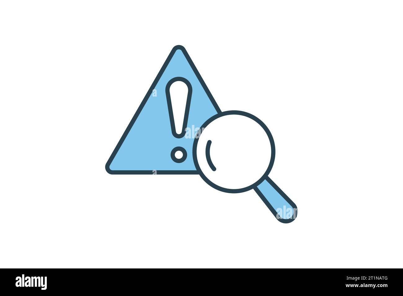 Problem identification icon. magnifying glass with exclamation mark ...