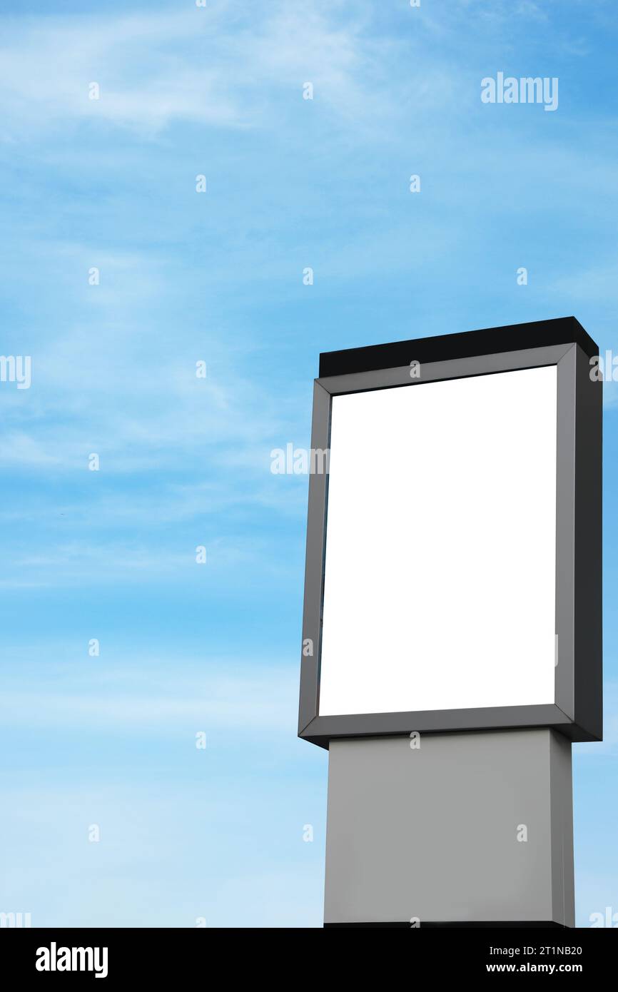 Empty signboard against blue sky. Mock-up for design Stock Photo - Alamy
