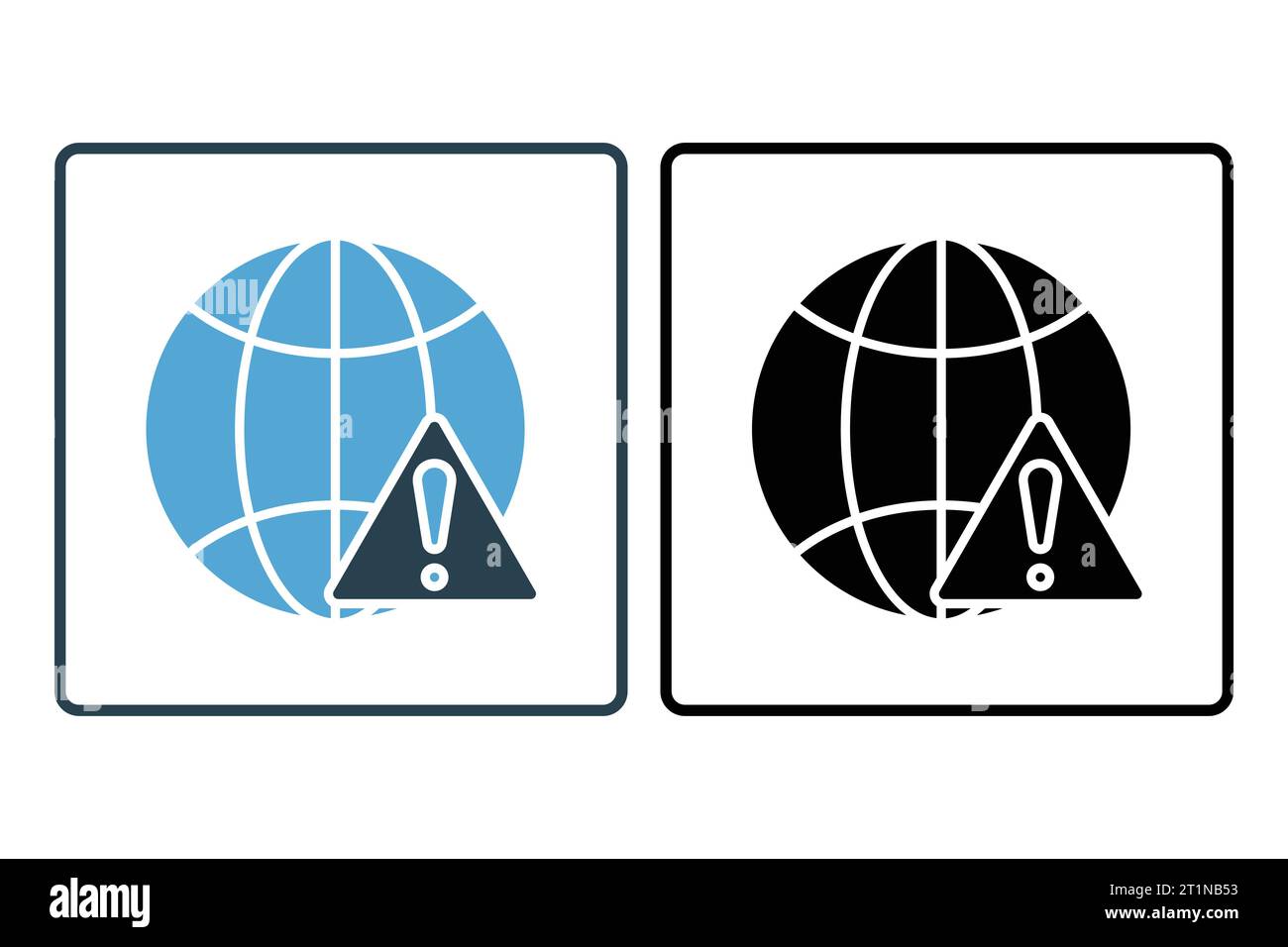 Network error icon. earth with exclamation mark. icon related to warning, notification. suitable for web site, app, user interfaces, printable etc. So Stock Vector