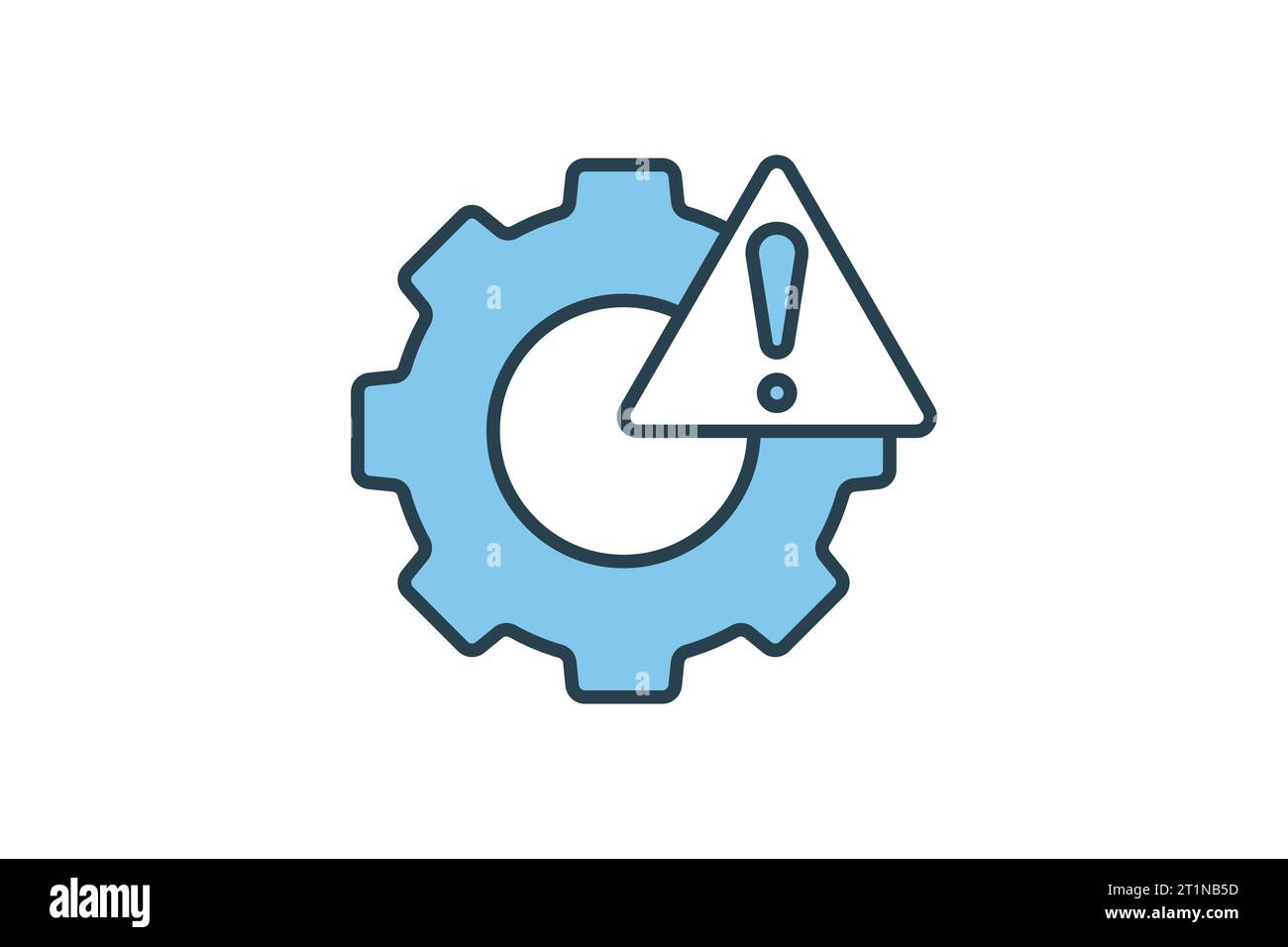 System error icon. gear with exclamation mark. icon related to warning, notification. suitable for web site, app, user interfaces, printable etc. Flat Stock Vector