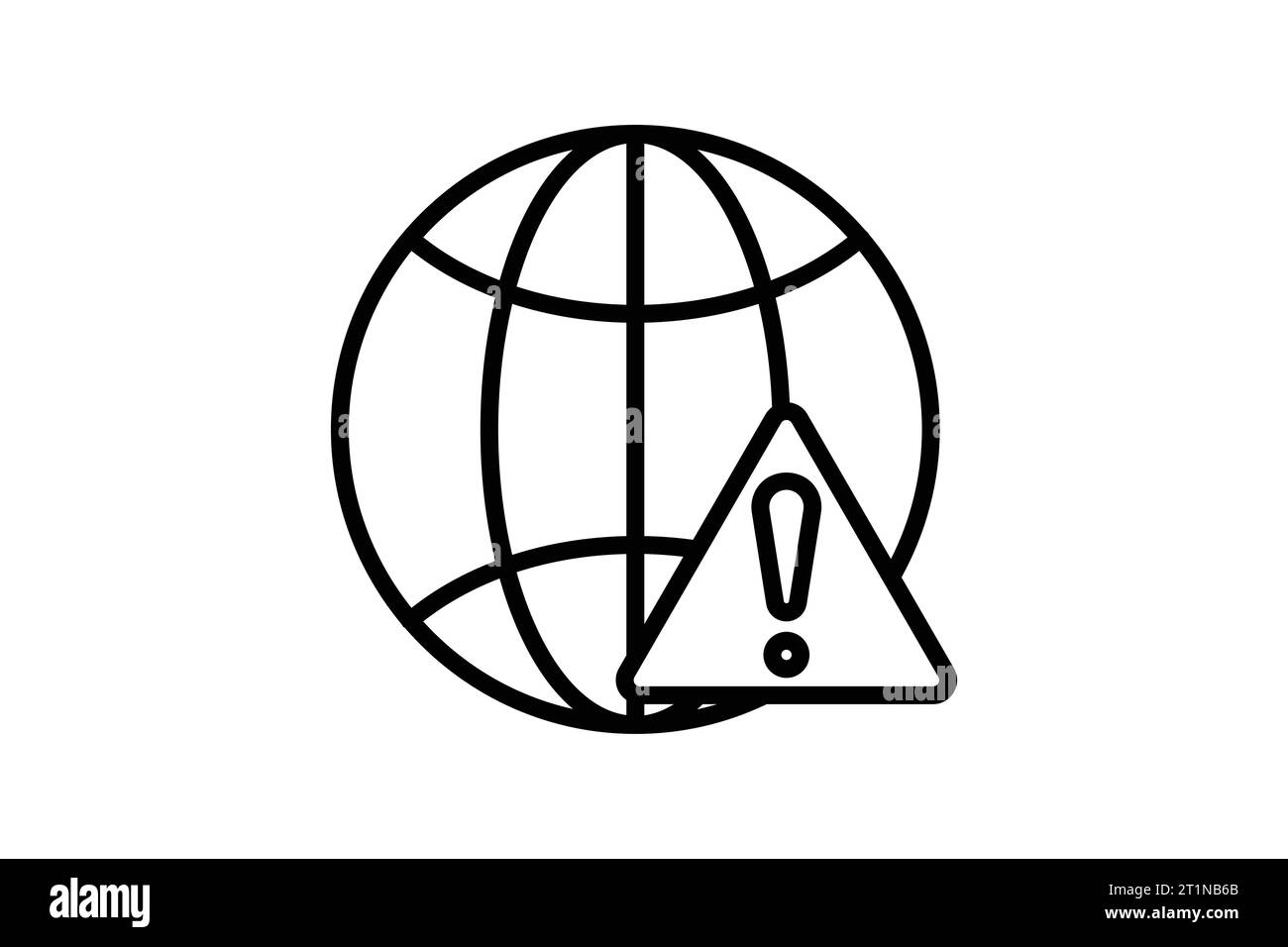 Network error icon. earth with exclamation mark. icon related to warning, notification. suitable for web site, app, user interfaces, printable etc. Li Stock Vector