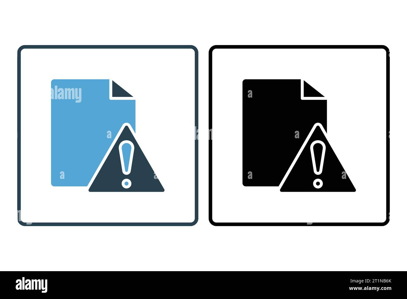 Document error icon. document with exclamation mark. icon related to Warning, notification. suitable for web site, app, user interfaces, printable etc Stock Vector