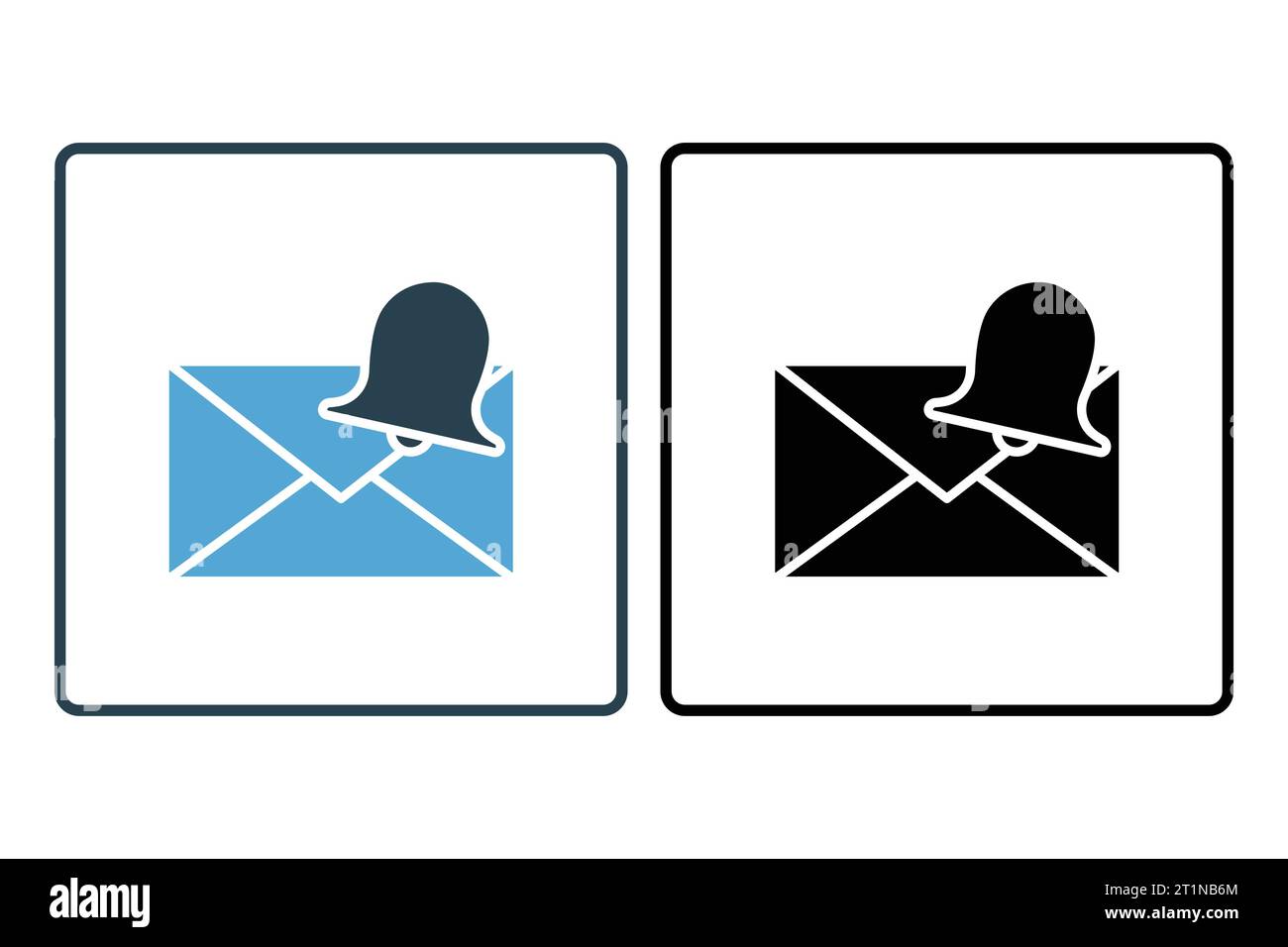 Mail notification icon. envelope with bell. icon related to Warning, notification. suitable for web site, app, user interfaces, printable etc. Solid i Stock Vector