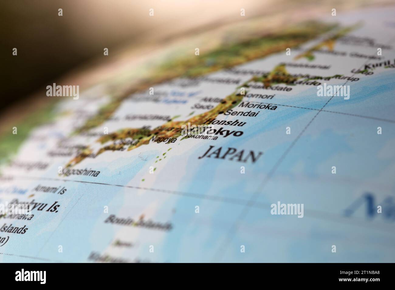 Tokyo Japan on a world globe. Deliberate Shallow depth of field Stock Photo