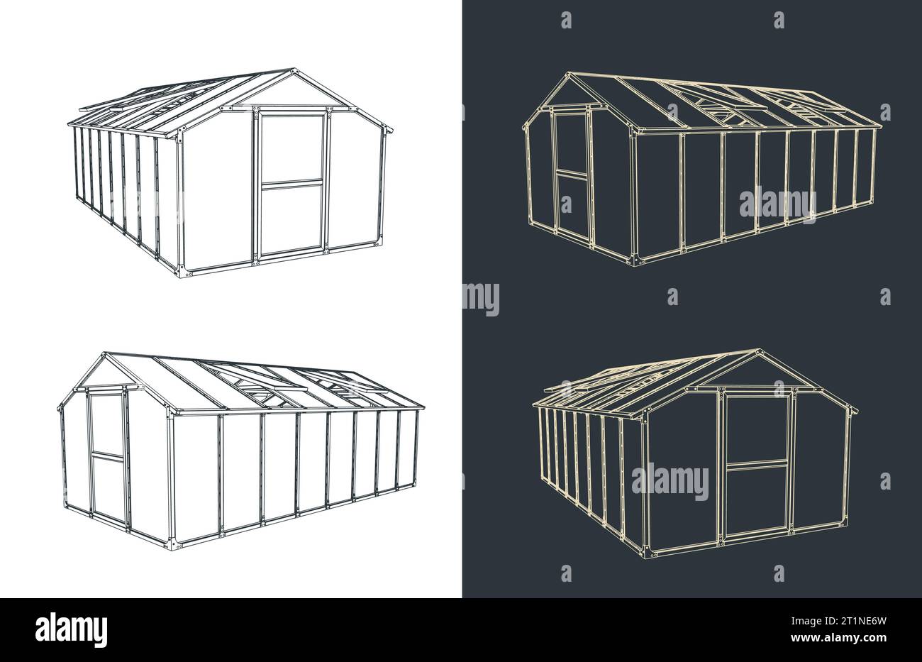 Stylized vector illustrations of a greenhouse Stock Vector