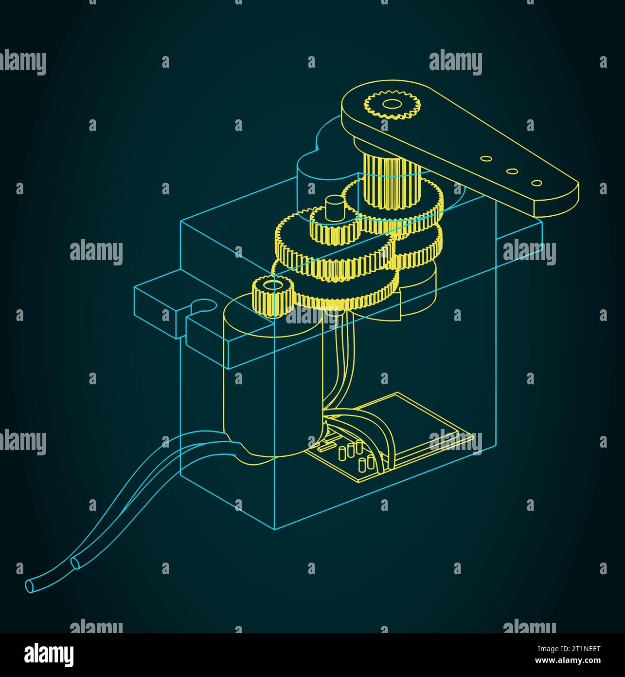 Stylized vector illustration of blueprint of servo motor Stock Vector