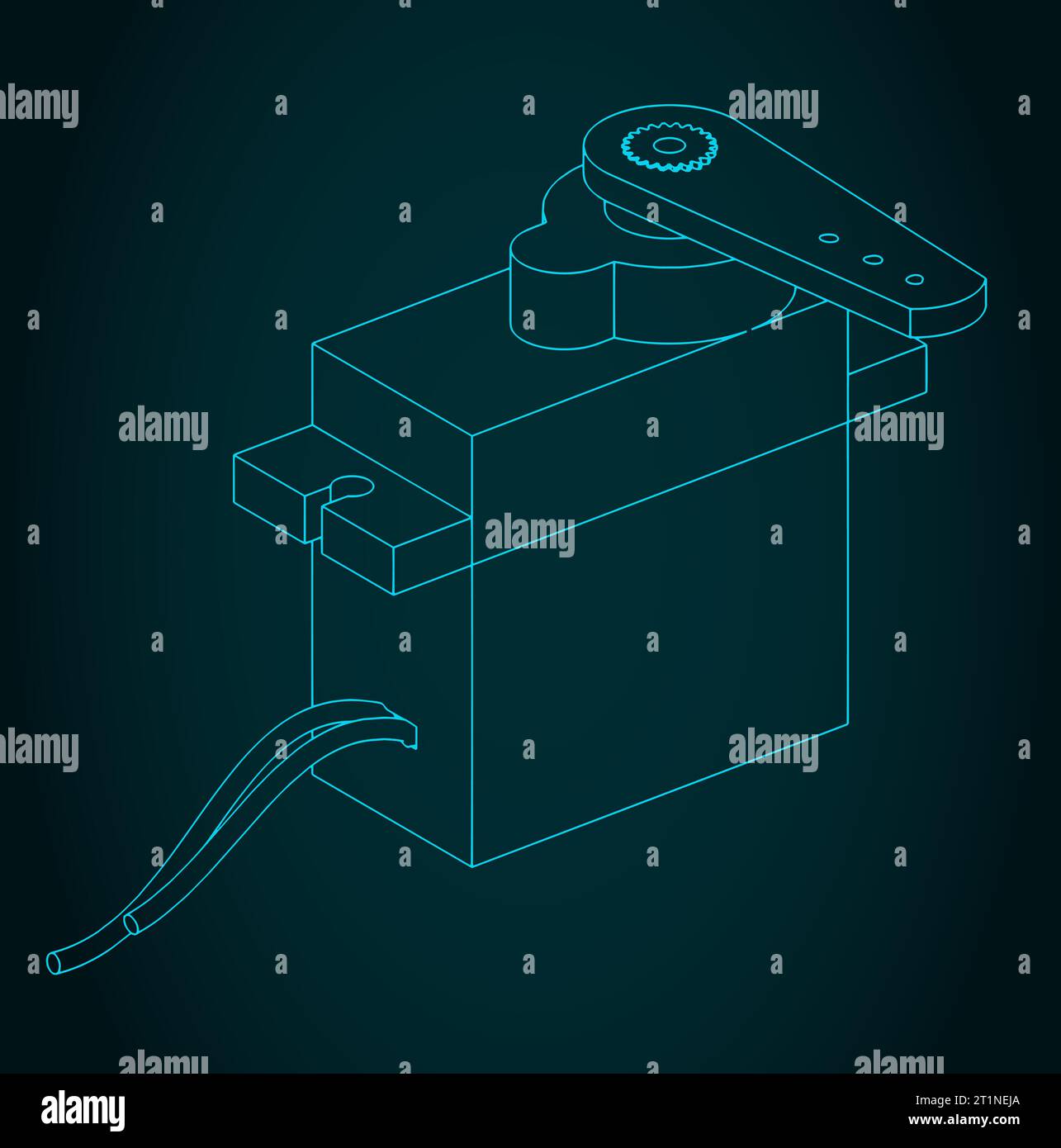 Stylized vector illustration of blueprint of servo motor Stock Vector